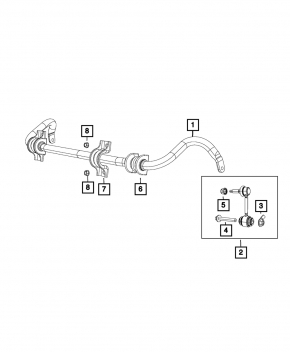 Front stabilizer bar for Jeep Grand Cherokee WK2 16-22 AWD with air suspension