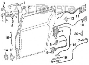 Rear left door latch for Toyota Sienna 11-20 with cable