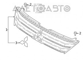 Radiator grill grill Mitsubishi Eclipse Cross 18- with emblem, black
