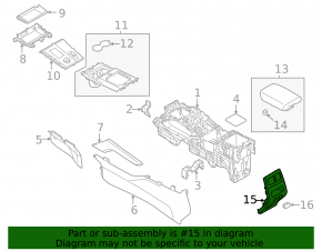 Mitsubishi Outlander 22-25 rear center console trim, black