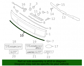 Lower trunk door molding for Hyundai Tucson 16-18