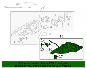 Front right headlight mount for Porsche Panamera 14-16