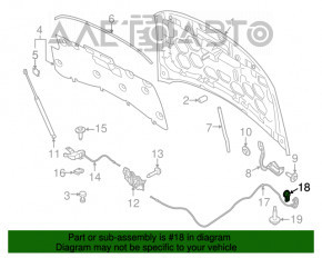 Ford Escape MK3 13-19 bonnet lock release handle interior without plug