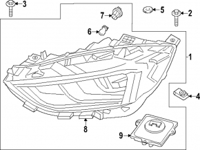 Headlight front right complete Ford Edge 19-24 BI-LED, sand