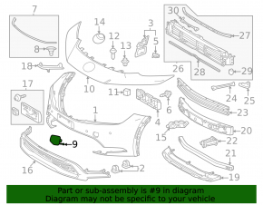 Front bumper tow hook plug, right, Toyota Prius 23-26