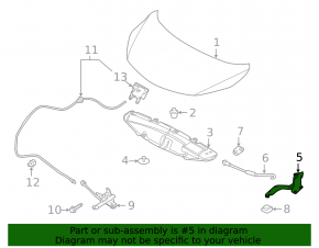 Hood hinge left Nissan Versa Note 13-19
