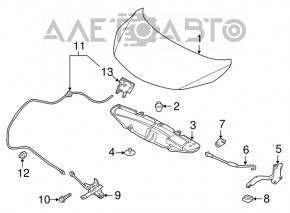 Hood hinge left Nissan Versa Note 13-19