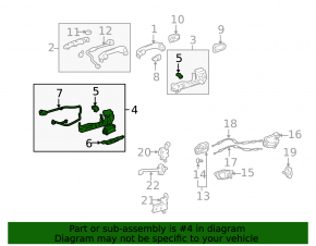 Toyota Avalon 05-12 keyless rear left door handle mechanism, without traction