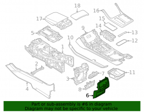 Black rear center console trim for the Audi Q8 19-25