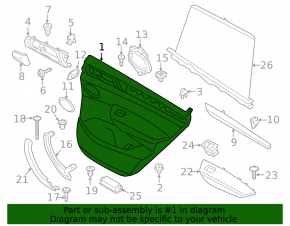 Door trim card rear left BMW X3 F25 11-17 black cloth under curtain