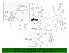 Right fender mount for Honda Pilot 16-22