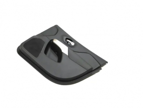 Jeep Cherokee KL 19-22 front right door panel, black with black leather insert, black leather armrest, gray molding