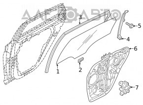 Rear right glass seal Hyundai Sonata 20-22