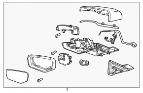 Left side mirror assembly Cadillac CTS 16-20 auto-dimming, turn signal