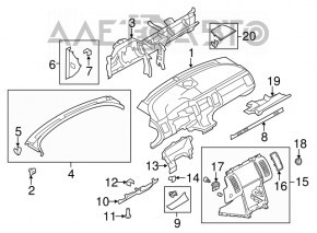 Torpedo front panel without AIRBAG Ford Flex 09-12 gray, crack, cut