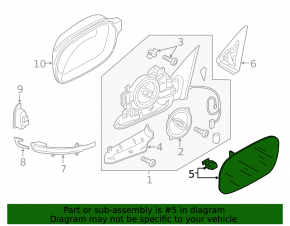 Mirror element left Audi Q3 8U 15-18 heating FPS