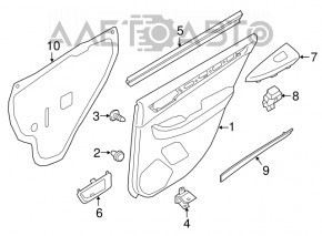 Door trim card rear left Subaru Legacy 15-19 leather, black, gray insert