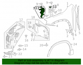 Front fender bracket, left front, Mercedes H247 GLA 20-26