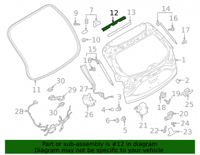 Upper tailgate seal Mazda CX-5 17-25 upper part, on the door