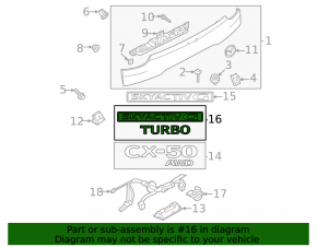 Mazda CX-50 2023-2025 SKYACTIV G TURBO emblem on the trunk door