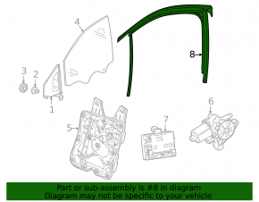 Upper front left door molding for Volkswagen ID.4 23-25 black with glass seal