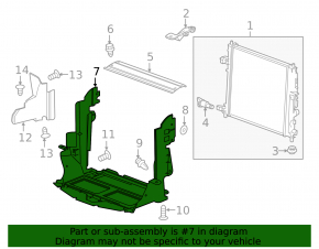 Lower radiator deflector for Chevrolet Camaro 16-23 3.6