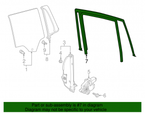 Rear left glass seal VW Atlas 18-24