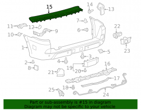 Upper rear bumper trim for Lexus LX570 16-21 rest.