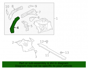 Lower reinforcement for the left wing apron of the Lexus ES 19-26