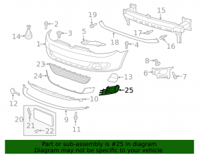 Front bumper grille left VW Golf 10-14 GTI, under fog lights