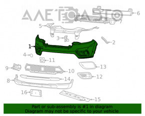 Bare front bumper, upper part, Jeep Cherokee KL 19-23, for 6 parking sensors, white, worn, non-standard holes