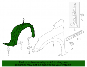 Front right mudguard Honda Accord 16-17 rest