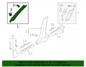 Front pillar trim upper left Kia Niro 23- gray