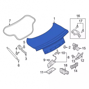 Ford Mustang mk6 15 trunk lid - coupe under spoiler, graphite J7