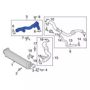 Intercooler pipe right first Ford Explorer 20-24 3.0T complete