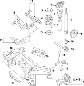 Rear left spring VW Tiguan 09-17 AWD, stiffness 2, orange, violet, white