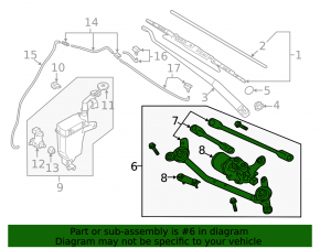 Windscreen wiper linkage with motor Nissan Versa 12-19 usa