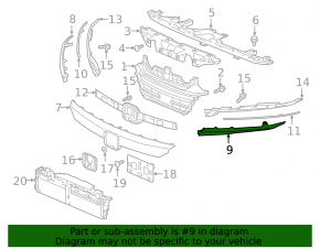 Left Honda Accord 18-20 light chrome radiator grille molding with seal