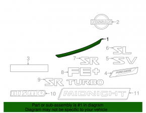 Trunk lid molding Nissan Sentra 13-19 chrome for camera