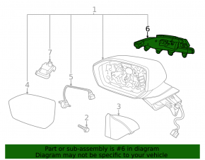 Right side mirror turn signal repeater for Hyundai Palisade 20-25