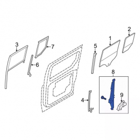 Rear right window lift with motor for Ford Transit Connect MK2 13-23