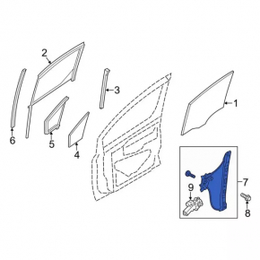 Rear right window lift with motor for Ford Transit Connect MK2 13-23