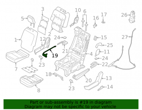 2nd row seat slide plug, right front, right Ford Explorer 20-25, black, with overlay, scratches
