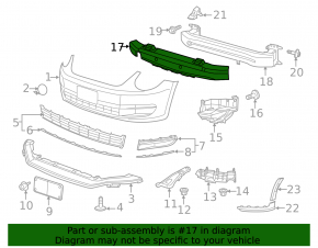Front Bumper Absorber Central VW Beetle 12-16