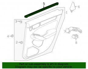 Inner rear right glass seal for Honda Civic XI FE/FL 22-26 4d