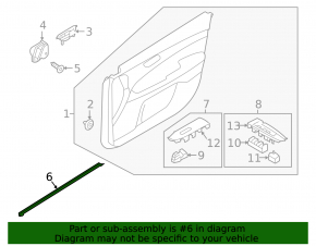 Inner glass seal front left door Kia Forte 19-24