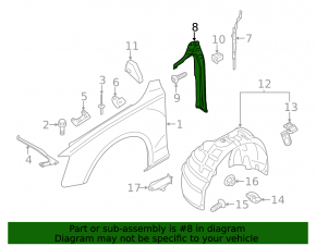 Wing seal door-wing left Audi A4 B8 13-16 rest