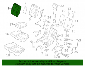 Rear seat back upholstery, 2nd row, left, Porsche Cayenne 19-26, black leather with perforation, Comfort
