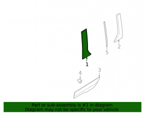 Door trim, side, rear, left, front, Ford Transit Connect MK2 13-23 passenger