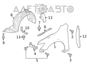 Front right fender liner Mazda 6 18-21